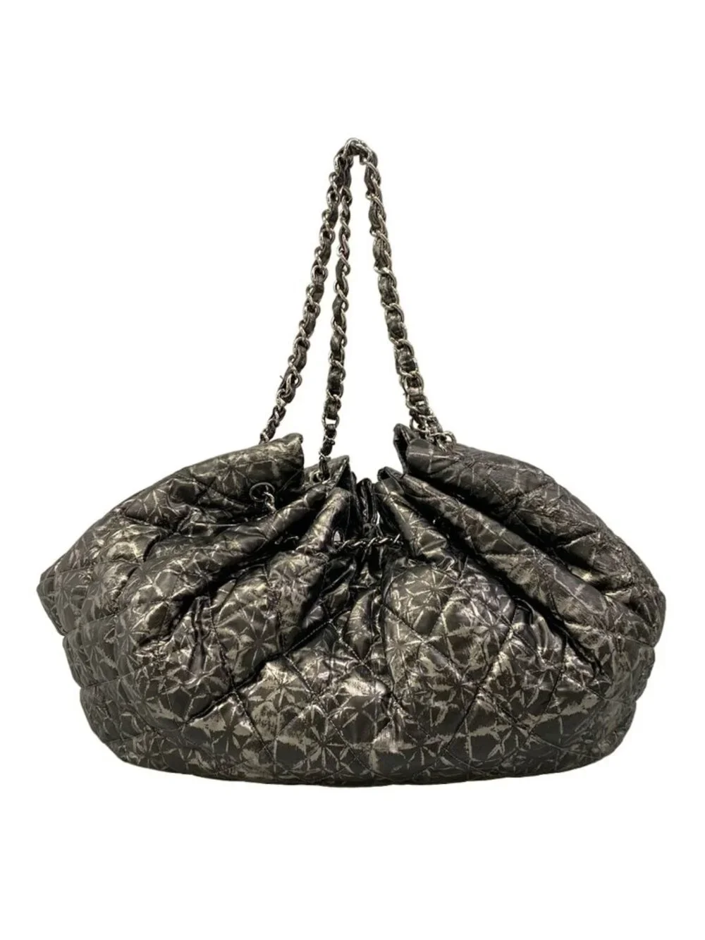 Chanel Tote Melrose Cabas Black Silver Chain